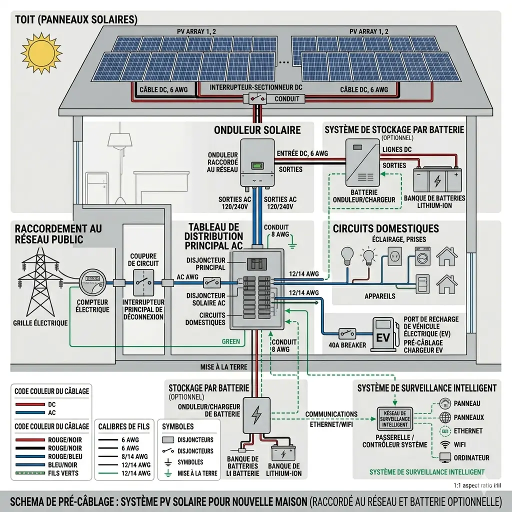 Schéma d'installation de préfilage solaire